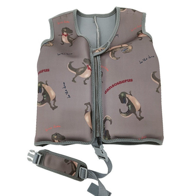 gilet de flottaison petit moussaillon dinosaure gris avec sangle de sécurité