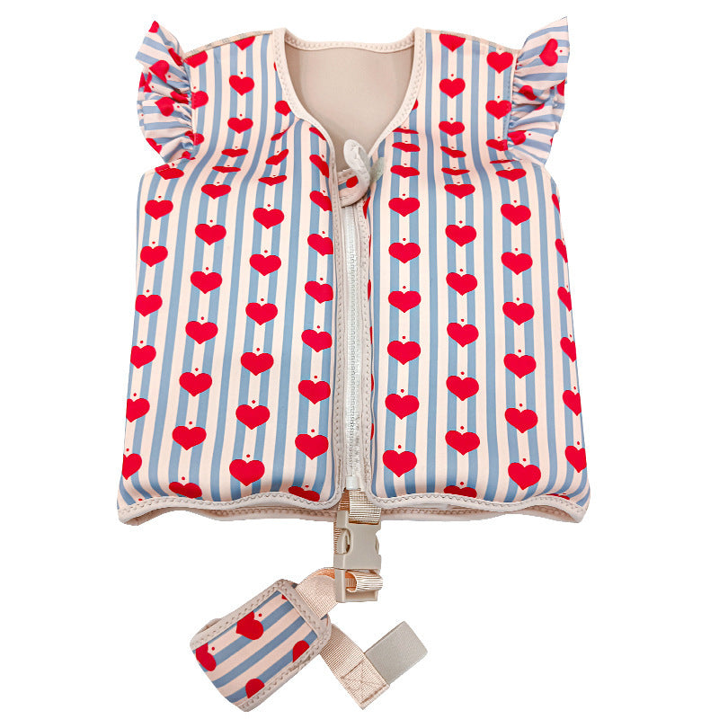 Gilet de flottaison petit moussaillon à motif cœur rayé