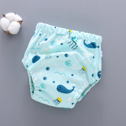 Slip/culotte d'entrainement réutilisable Petit Moussaillon pour l'apprentissage de la propreté motifs baleine
